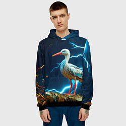 Толстовка-худи мужская Аист и гроза, цвет: 3D-черный — фото 2