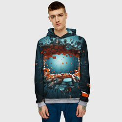 Толстовка-худи мужская Объемная дыра из частиц, цвет: 3D-меланж — фото 2