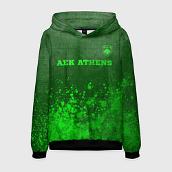 Толстовка-худи мужская AEK Athens - green gradient посередине, цвет: 3D-черный