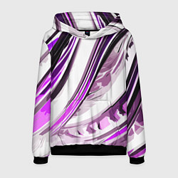 Мужская толстовка Волнистая бело-фиолетовая абстракция