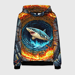 Мужская толстовка Акула в огненом колодце