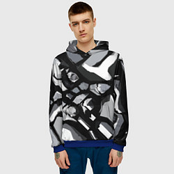 Толстовка-худи мужская Чёрно-серая абстракция, цвет: 3D-синий — фото 2
