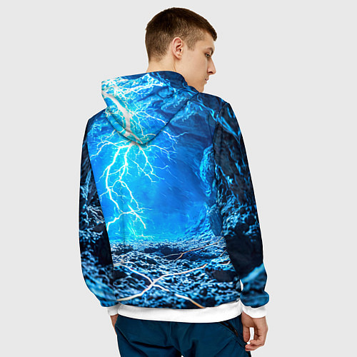 Мужская толстовка Акула и разряд молнии / 3D-Белый – фото 4