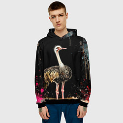 Толстовка-худи мужская Страус, цвет: 3D-черный — фото 2