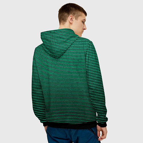 Мужская толстовка Зелёный текстурированный в чёрную полоску / 3D-Черный – фото 4