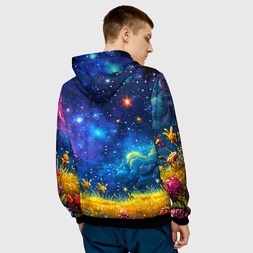 Мужская толстовка Гусеничка в космосе / 3D-Черный – фото 4