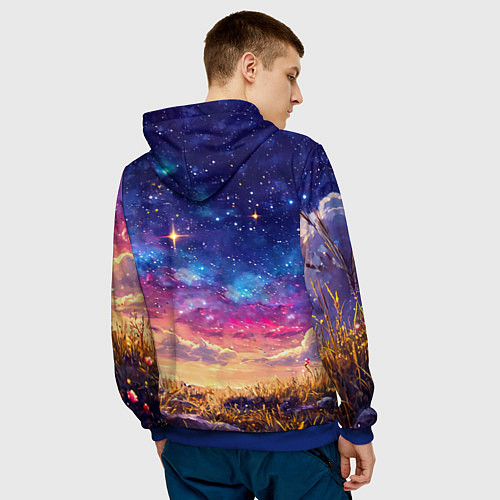 Мужская толстовка Гусь и космос / 3D-Синий – фото 4