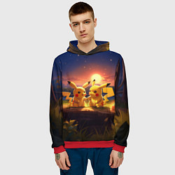 Толстовка-худи мужская Пикачу - день святого Валентина, цвет: 3D-красный — фото 2