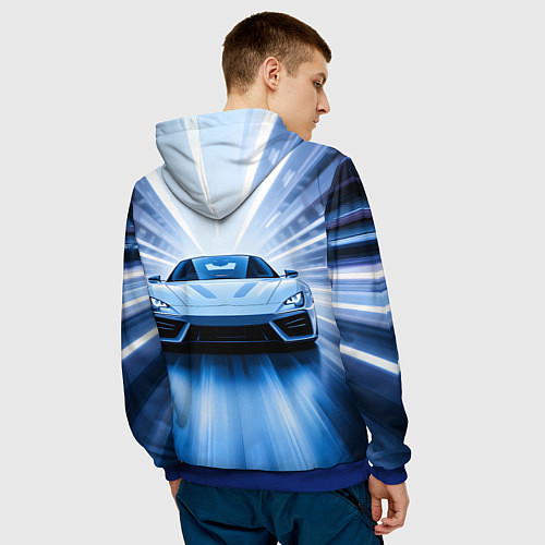 Мужская толстовка Спорткар на скорости / 3D-Синий – фото 4