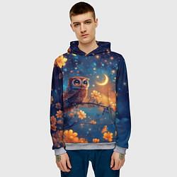 Толстовка-худи мужская Сова на ветке, цвет: 3D-меланж — фото 2
