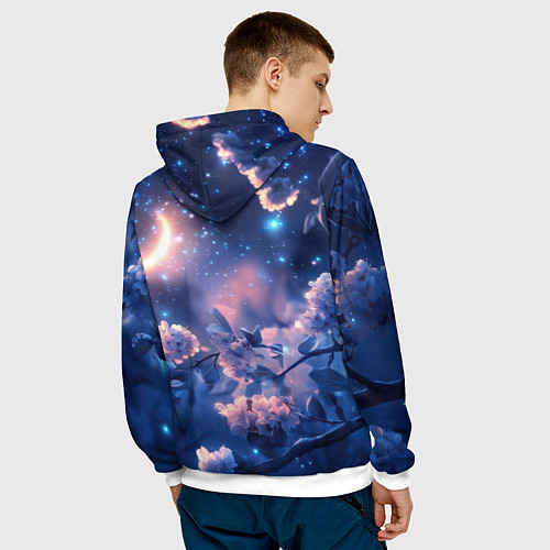 Мужская толстовка Сова под луной / 3D-Белый – фото 4