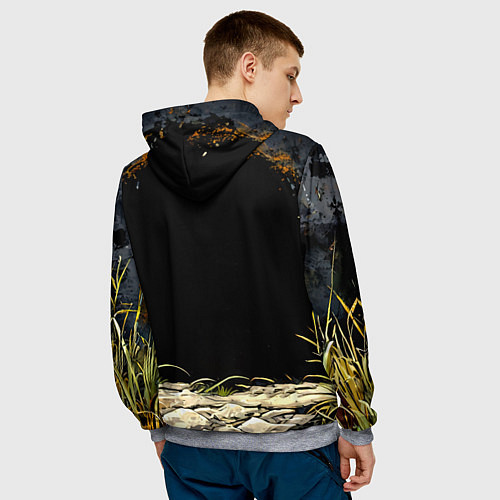 Мужская толстовка Кенгуру на черном / 3D-Меланж – фото 4