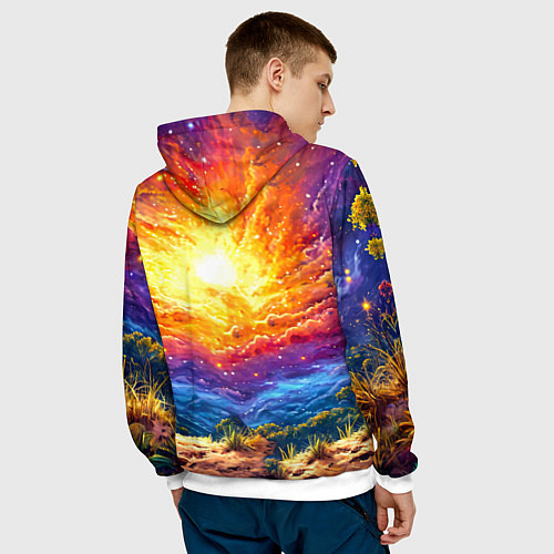 Мужская толстовка Кенгуру в космосе / 3D-Белый – фото 4
