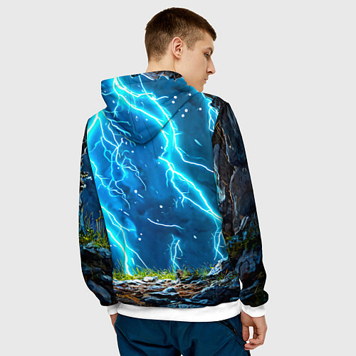 Мужская толстовка Олененок в разрядах молний / 3D-Белый – фото 4