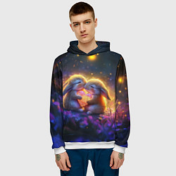 Толстовка-худи мужская Влюбленные зайчики, цвет: 3D-белый — фото 2