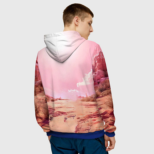 Мужская толстовка Верблюд в розовой пустыне / 3D-Синий – фото 4