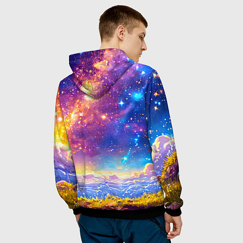 Мужская толстовка Коровка и звездное небо / 3D-Черный – фото 4