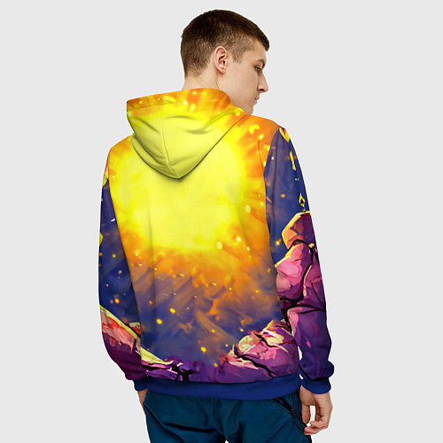 Мужская толстовка Сурикат в яркиз лучах солнца / 3D-Синий – фото 4