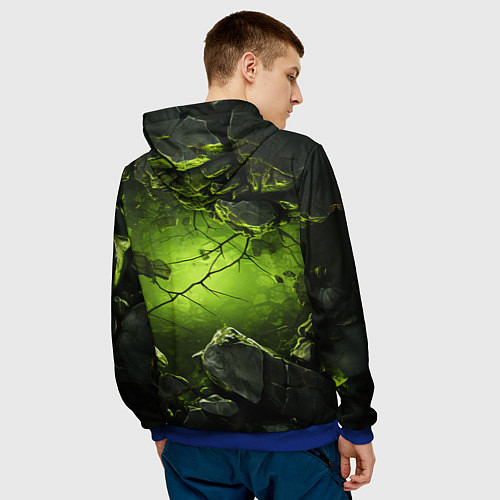 Мужская толстовка Зеленые разбитые плиты / 3D-Синий – фото 4