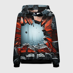 Толстовка-худи мужская Разбитые плиты из стекла, цвет: 3D-черный