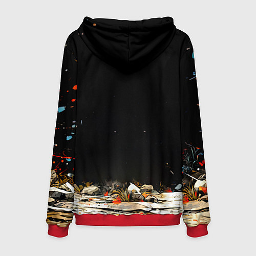 Мужская толстовка Заяц на черном / 3D-Красный – фото 2