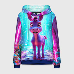 Мужская толстовка Ослик в неоновых искрах