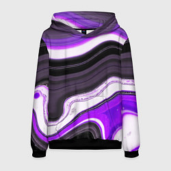 Мужская толстовка Волнистые горизонтальные чёрно-фиолетовые полосы н