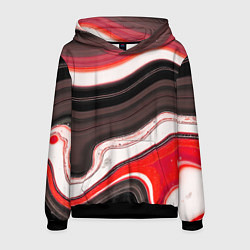 Мужская толстовка Волнистые горизонтальные чёрно-красные полосы на б