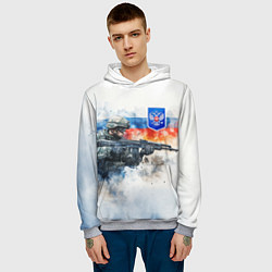 Толстовка-худи мужская Русский солдат и синий герб РФ, цвет: 3D-меланж — фото 2