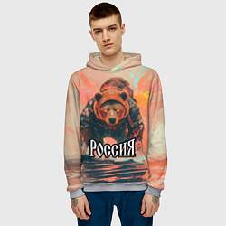 Толстовка-худи мужская Россия - медведь, цвет: 3D-меланж — фото 2