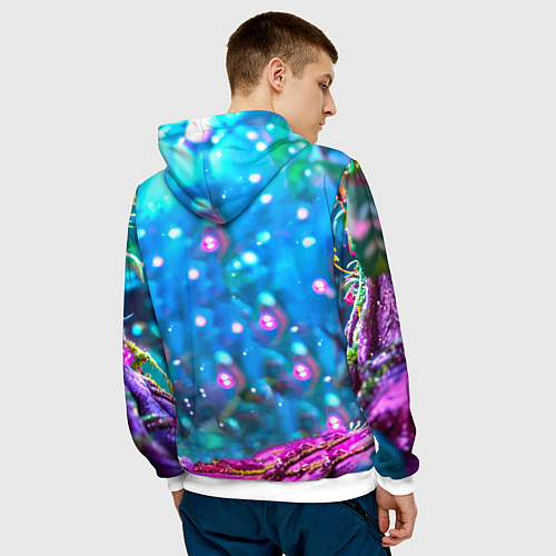 Мужская толстовка Лемур в сказочном лесу / 3D-Белый – фото 4