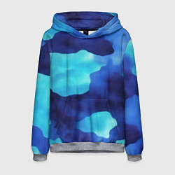 Толстовка-худи мужская Камуфляж в синих оттенках, цвет: 3D-меланж