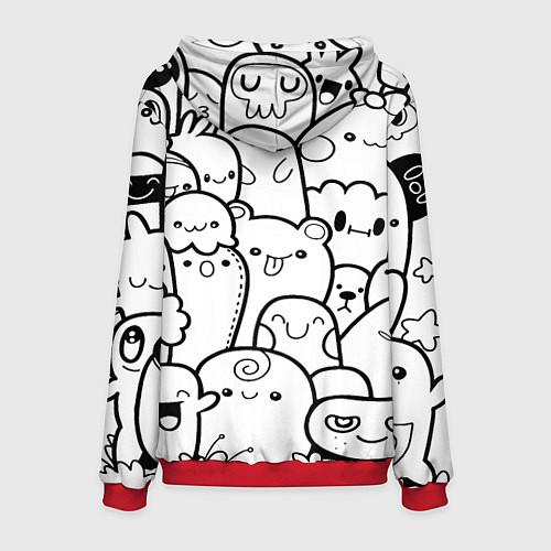 Мужская толстовка Doodle monsters / 3D-Красный – фото 2