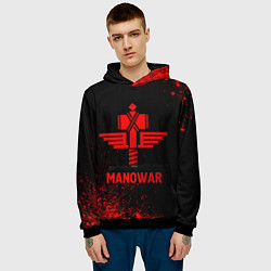 Толстовка-худи мужская Manowar - red gradient, цвет: 3D-черный — фото 2