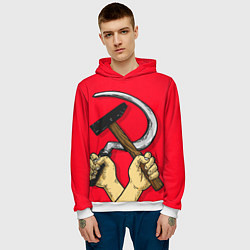 Толстовка-худи мужская Серп и молот в руках, цвет: 3D-белый — фото 2