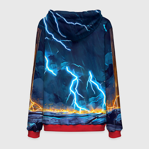 Мужская толстовка Лошадка в разрядах молнии / 3D-Красный – фото 2