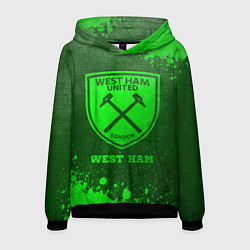 Толстовка-худи мужская West Ham - green gradient, цвет: 3D-черный