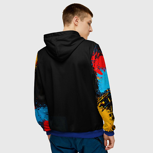 Мужская толстовка Лемур на черном / 3D-Синий – фото 4