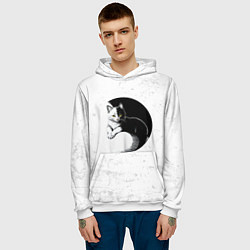 Толстовка-худи мужская Кот инь ян, цвет: 3D-белый — фото 2