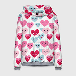Толстовка-худи мужская Сердечки-смайлики, цвет: 3D-меланж