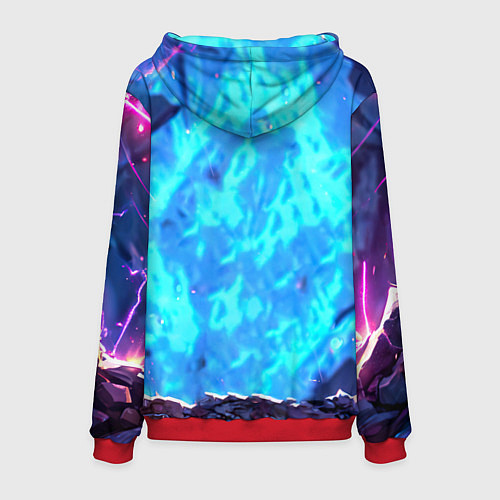 Мужская толстовка Ворон на синем фоне / 3D-Красный – фото 2