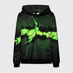 Толстовка-худи мужская Разлом по центру зеленой плиты, цвет: 3D-черный