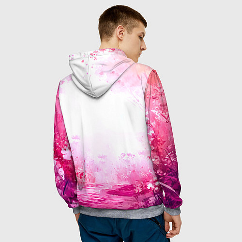 Мужская толстовка Белая лошадь с розовой гривой / 3D-Меланж – фото 4