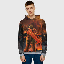 Толстовка-худи мужская Doom slayer and tower Doom, цвет: 3D-меланж — фото 2