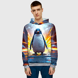 Толстовка-худи мужская Эпичный пингвин, цвет: 3D-меланж — фото 2