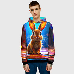 Толстовка-худи мужская Ушастый зайка, цвет: 3D-черный — фото 2