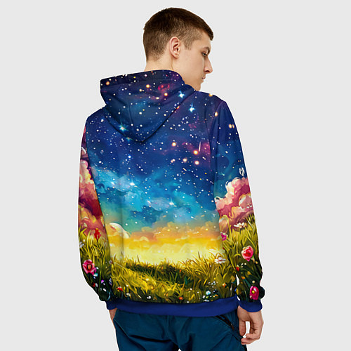 Мужская толстовка Овечка и звездное небо / 3D-Синий – фото 4