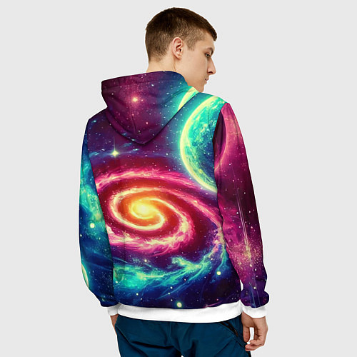 Мужская толстовка Битва Соника и Шэдоу в космосе в фильме / 3D-Белый – фото 4