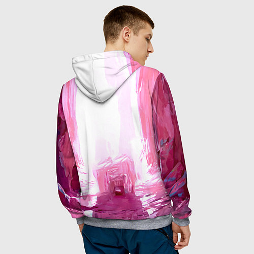 Мужская толстовка Пингвин в розовом / 3D-Меланж – фото 4