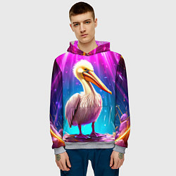Толстовка-худи мужская Пеликан в сиянии лучей, цвет: 3D-меланж — фото 2